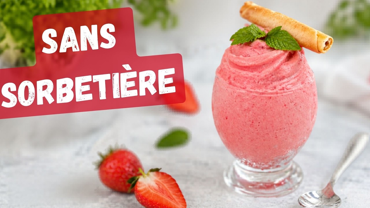 Ma glace à la fraise SANS SORBETIERE en 10 MINUTES avec seulement 4 INGREDIENTS !