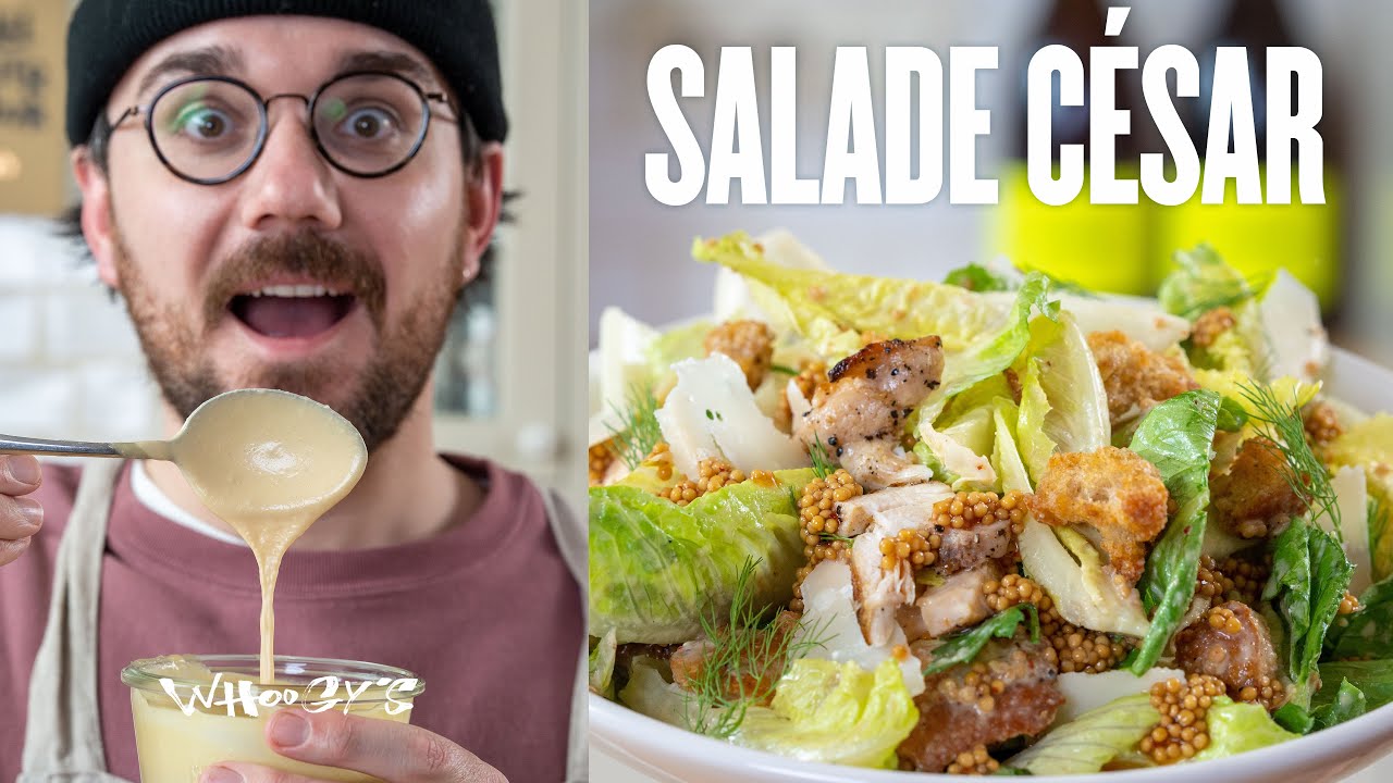 La recette de la fameuse salade César (sauce maison, croutons, pickles, etc.) ! 🥬🔥