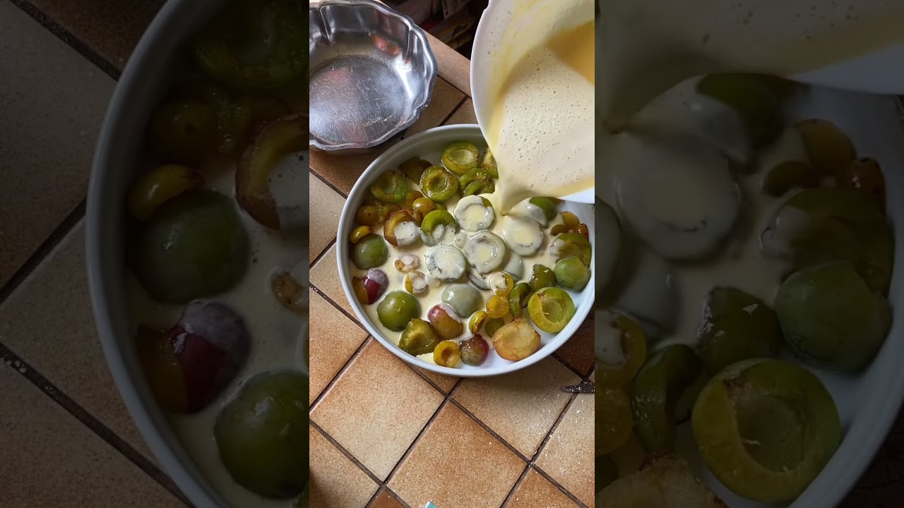 Clafoutis prunes 🥧 #dessertmaison #dessertrecipe #mirabelle #recettesimple #recettefacileetrapide