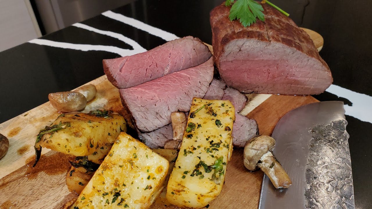 Recette d'un délicieux rôti de bœuf , avec sa pomme de terre fondante  Repas complet!