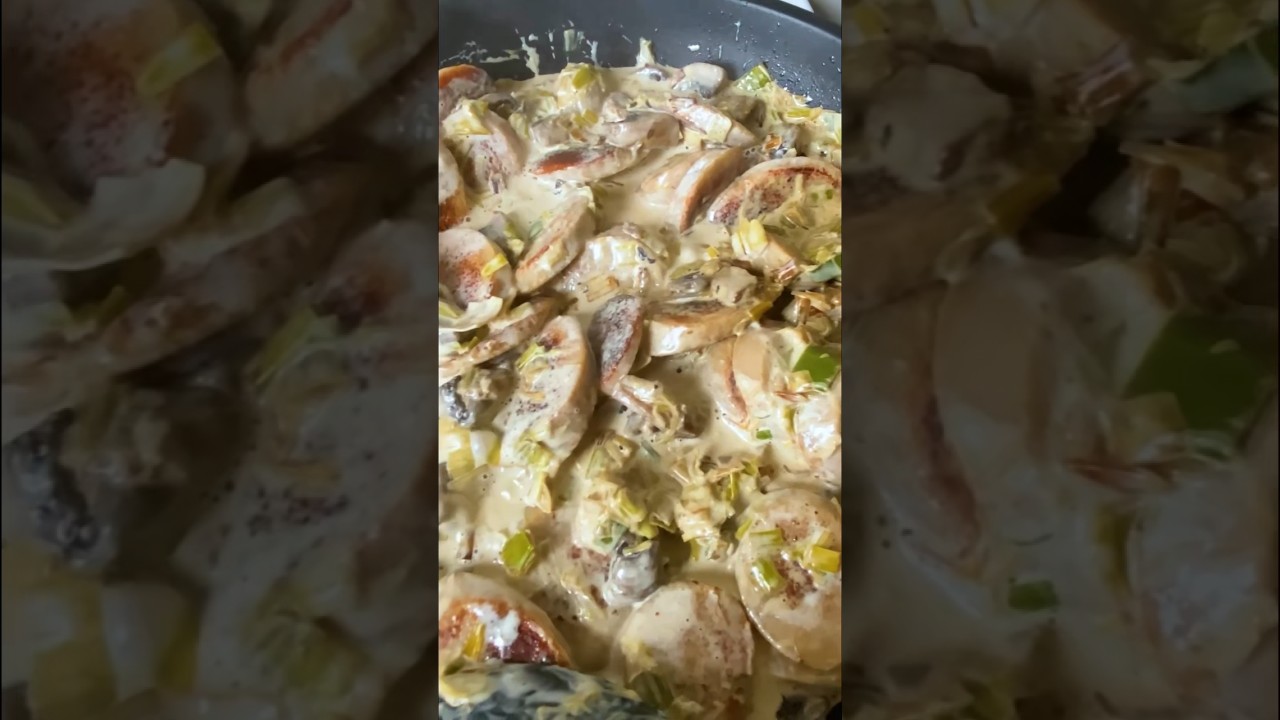 Blanquette de boudin blanc #cuisine #recette #boudinblanc #poireau #champignons