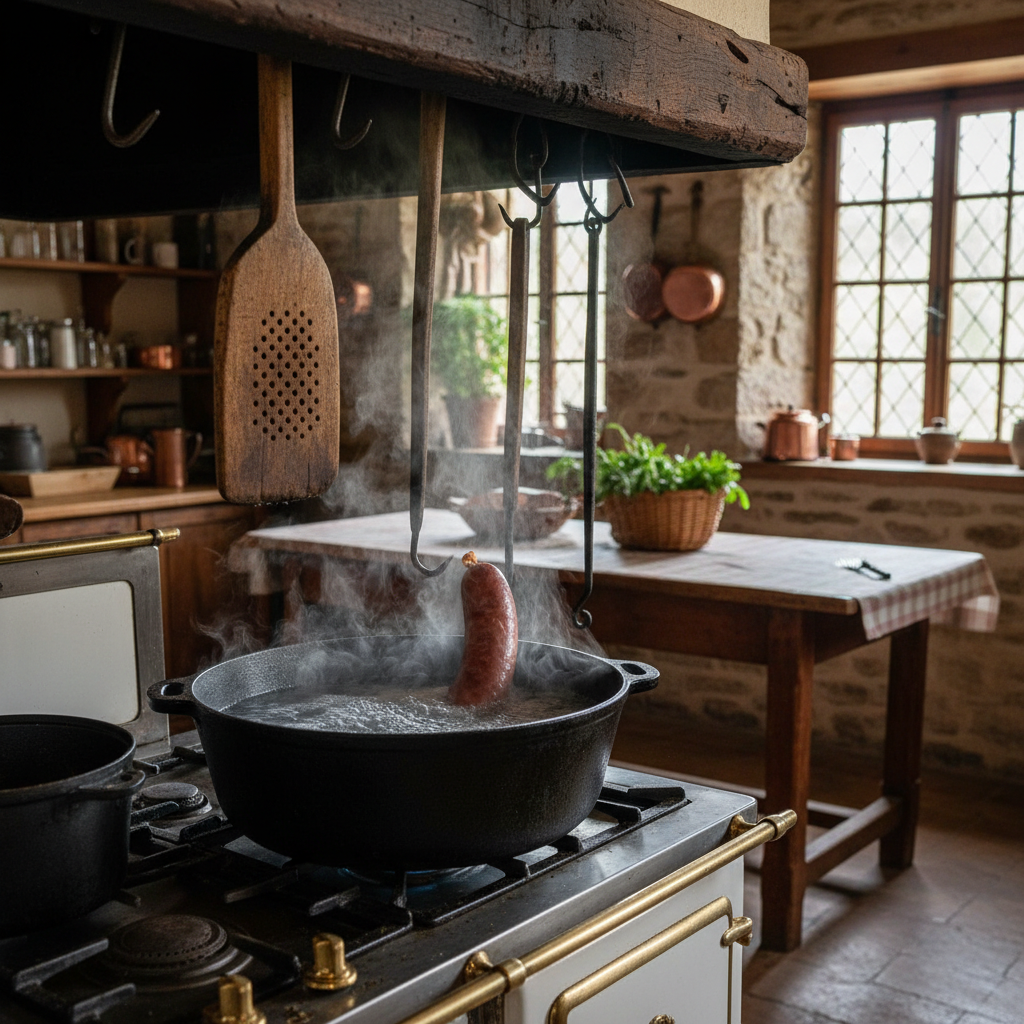 découvrez la méthode traditionnelle pour cuire une saucisse de morteau à la perfection, accompagnée d'astuces simples pour un goût authentique et savoureux.