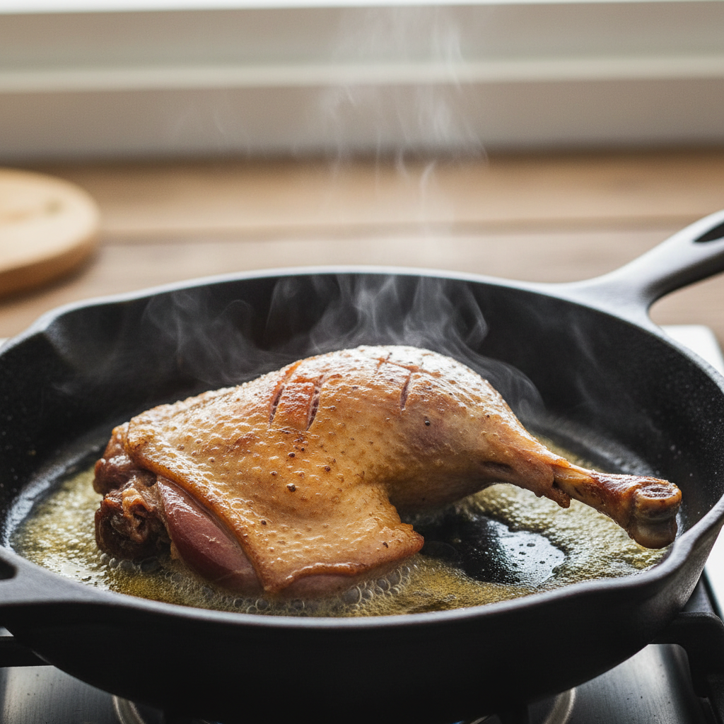 découvrez notre recette simple et savoureuse pour cuisiner la cuisse de canard à la poêle, obtenant une viande dorée à l'extérieur et tendre à l'intérieur. parfaite pour un repas gourmand et facile à réaliser.