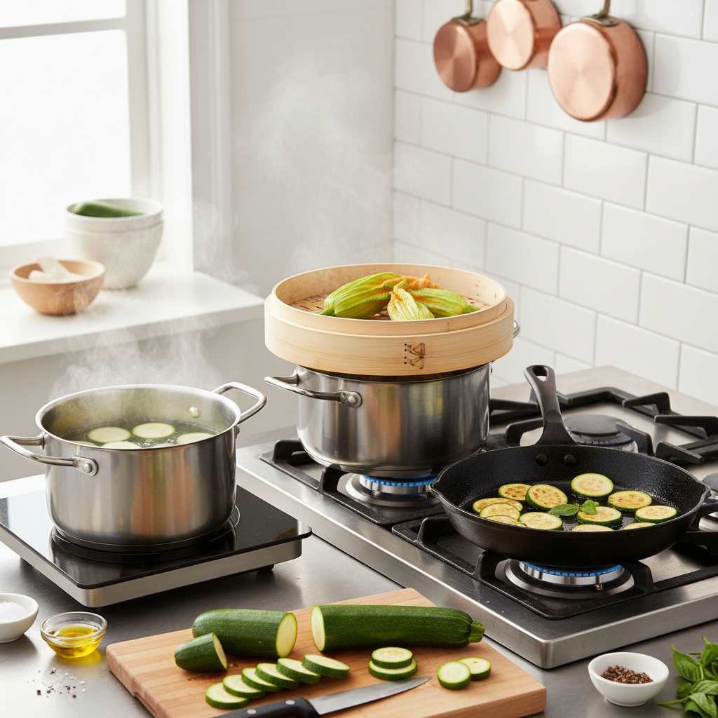 découvrez nos astuces pour maîtriser la cuisson des courgettes à l'eau, à la vapeur ou à la poêle, et savourez des recettes simples et délicieuses.