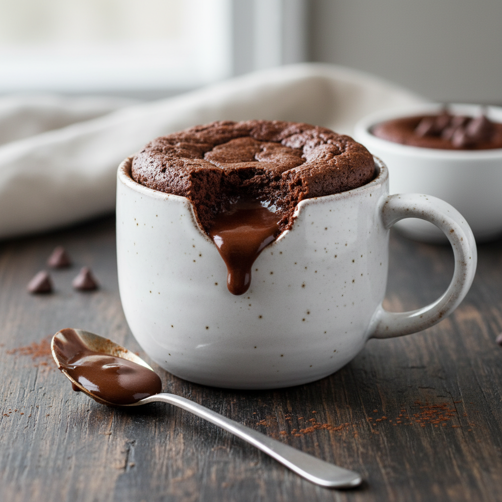 savourez un mugcake au chocolat fondant et rapide à préparer. une recette express idéale pour un dessert gourmand prêt en quelques minutes seulement !