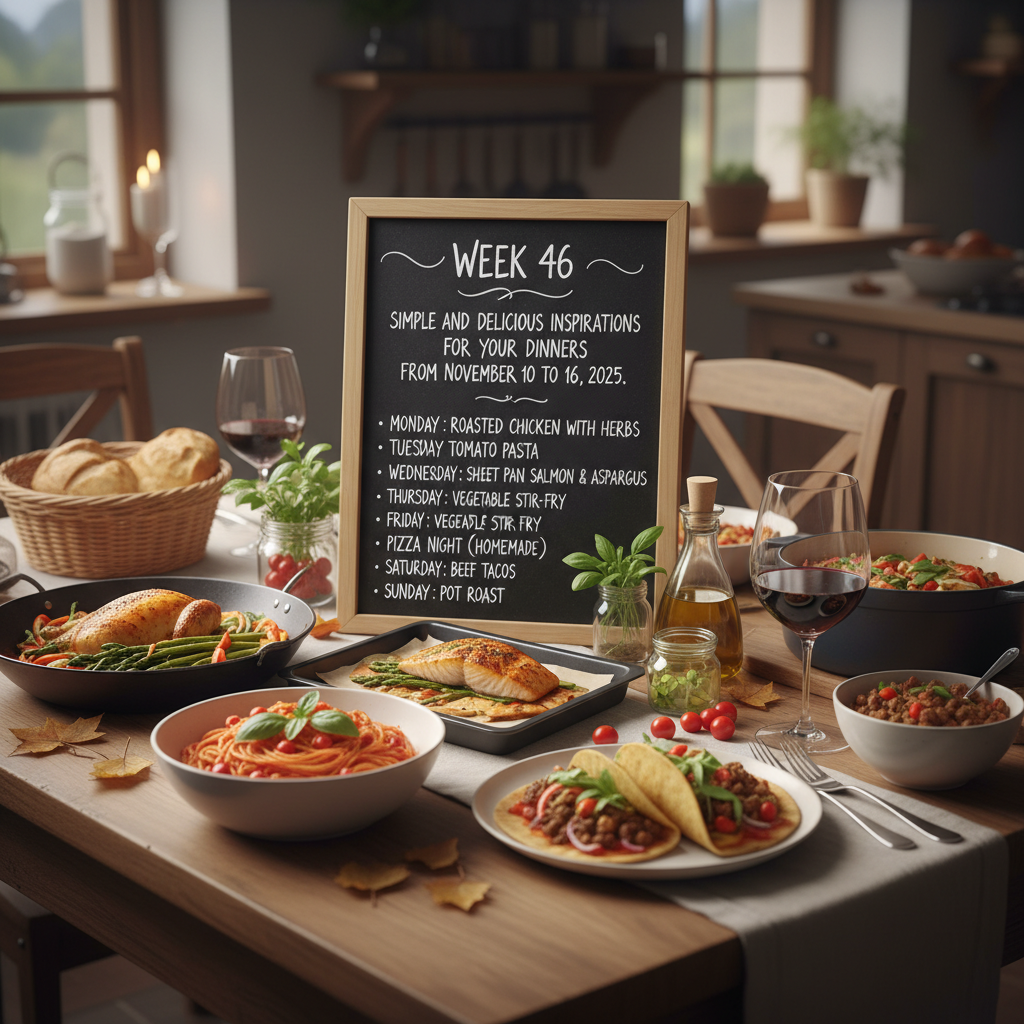 découvrez notre menu de la semaine 46 avec des recettes simples et gourmandes pour des dîners savoureux du 10 au 16 novembre 2025. inspirez-vous pour régaler votre famille toute la semaine!