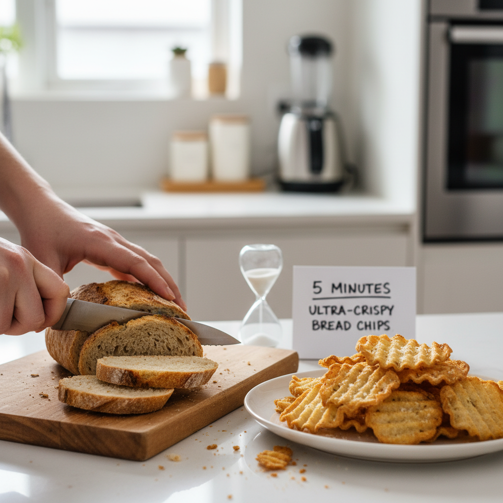transformez votre pain rassis en chips ultra-croustillantes en seulement 5 minutes grâce à cette astuce simple et rapide. un snack délicieux et zéro gaspillage à découvrir absolument !