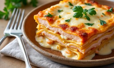 découvrez notre recette de lasagnes au saumon, fondantes et gourmandes, sublimées par une sauce béchamel onctueuse. un plat savoureux et facile à préparer pour régaler toute la famille.