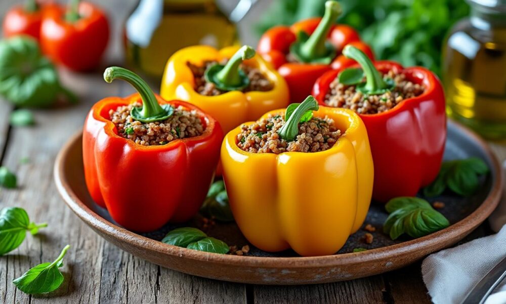 découvrez notre recette traditionnelle méditerranéenne de poivrons farcis, riche en saveurs authentiques pour un repas savoureux et coloré.