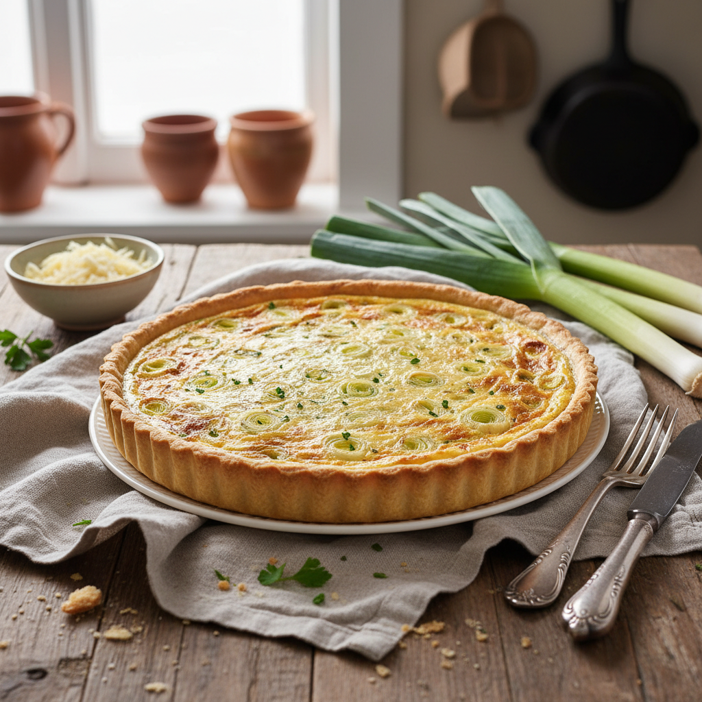 découvrez notre recette simple et fondante de quiche aux poireaux à la française, idéale pour un repas savoureux et convivial.