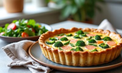 découvrez notre recette simple et équilibrée de quiche saumon brocolis, parfaite pour un dîner savoureux et gourmand en toute simplicité.