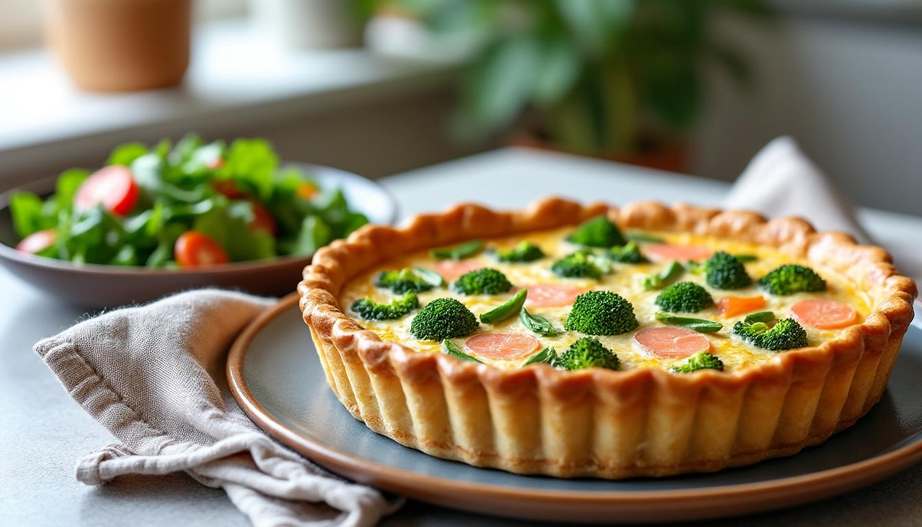 découvrez notre recette simple et équilibrée de quiche saumon brocolis, parfaite pour un dîner savoureux et gourmand en toute simplicité.