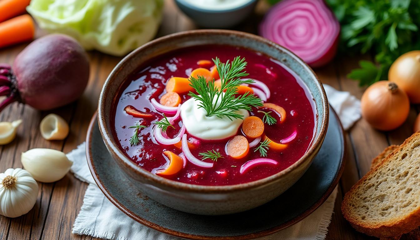 découvrez la recette traditionnelle du bortsch, la soupe russe à la betterave, et ses délicieuses variantes pour un repas savoureux et réconfortant.