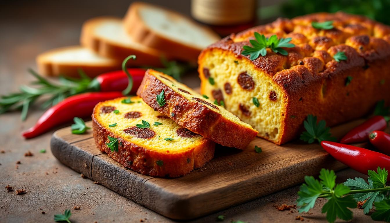 découvrez une recette simple et rapide de cake au chorizo, parfait pour un apéritif savoureux et convivial.