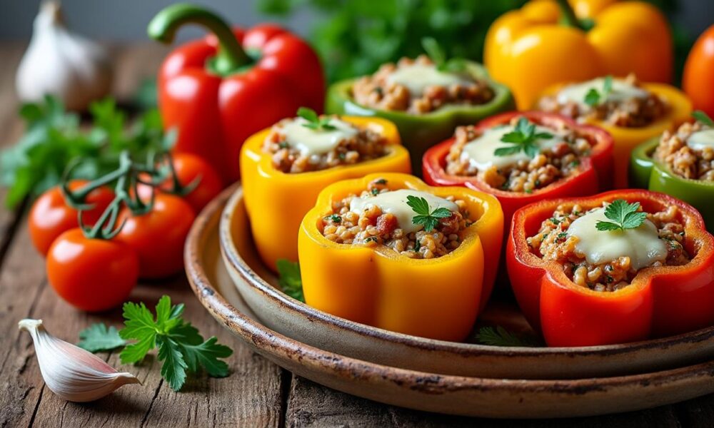 découvrez notre recette de poivrons farcis au four, un plat coloré et savoureux, parfait pour toutes les occasions et facile à préparer.