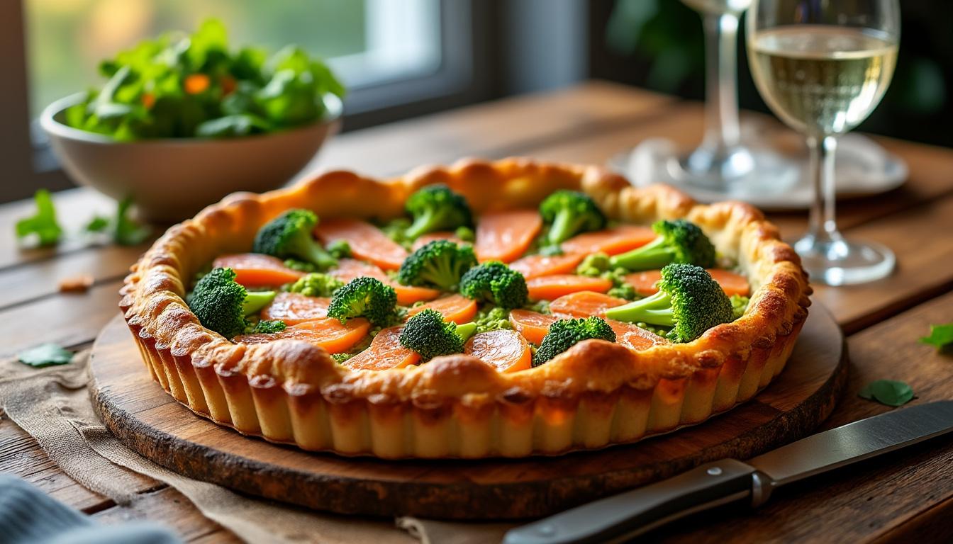 découvrez une recette simple et gourmande de tarte aux brocolis et saumon, parfaitement équilibrée pour un repas savoureux à préparer chez vous.