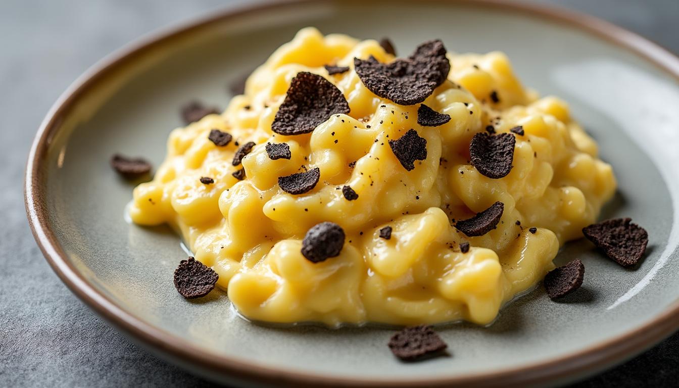 découvrez notre recette simple et raffinée de brouillade à la truffe, aux œufs moelleux pour un repas gourmand et élégant.