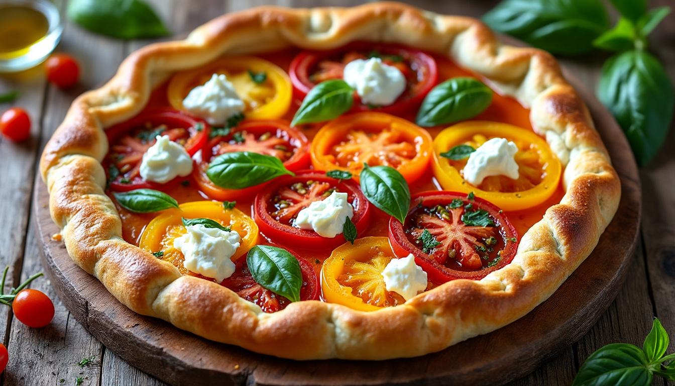 découvrez une recette légère et estivale de tarte aux tomates et chèvre, parfaite pour un repas frais et savoureux en toute simplicité.