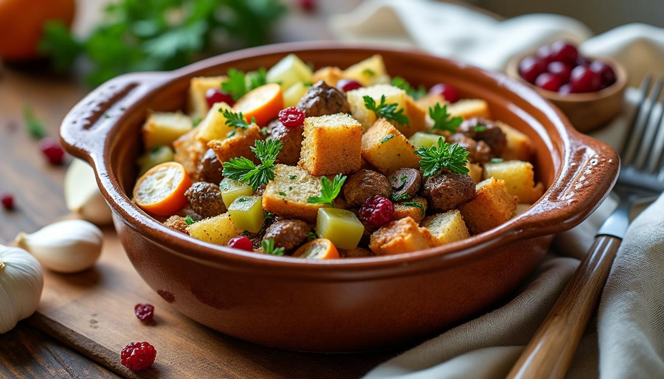 découvrez une recette festive de farce pour chapon, savoureuse et parfumée, idéale pour sublimer vos repas de fête et régaler vos convives.