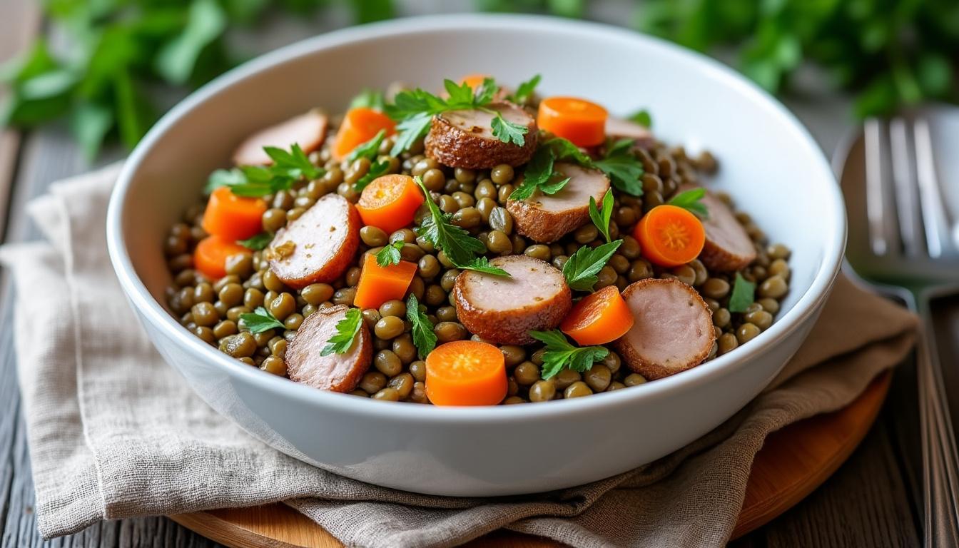 découvrez notre recette traditionnelle et savoureuse du petit salé aux lentilles, un plat réconfortant et facile à préparer pour toute la famille.